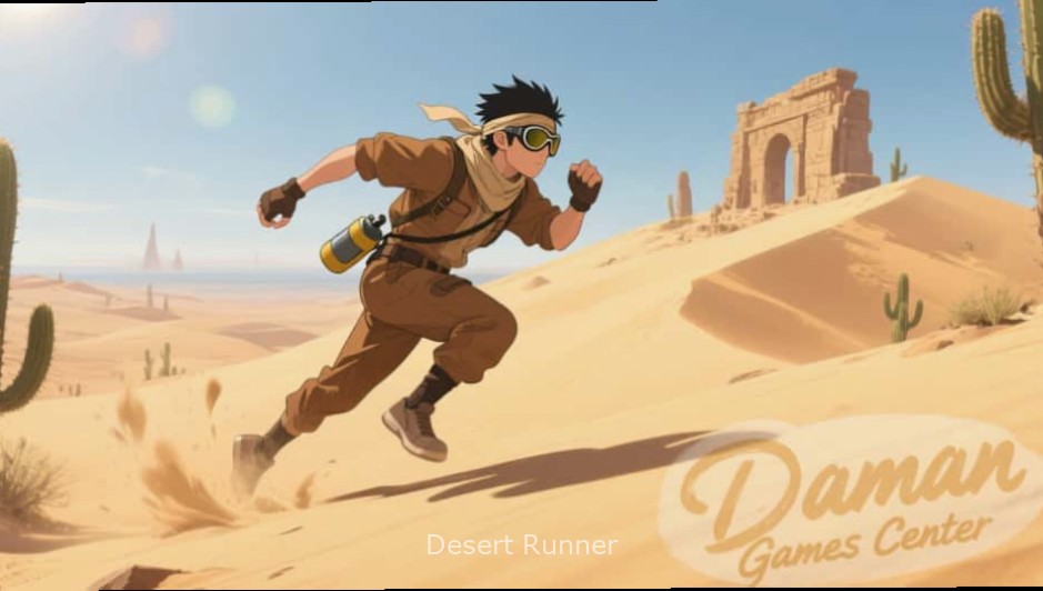 Desert Runner game map showing various locations in Thar Desert with Desert Runner watermark