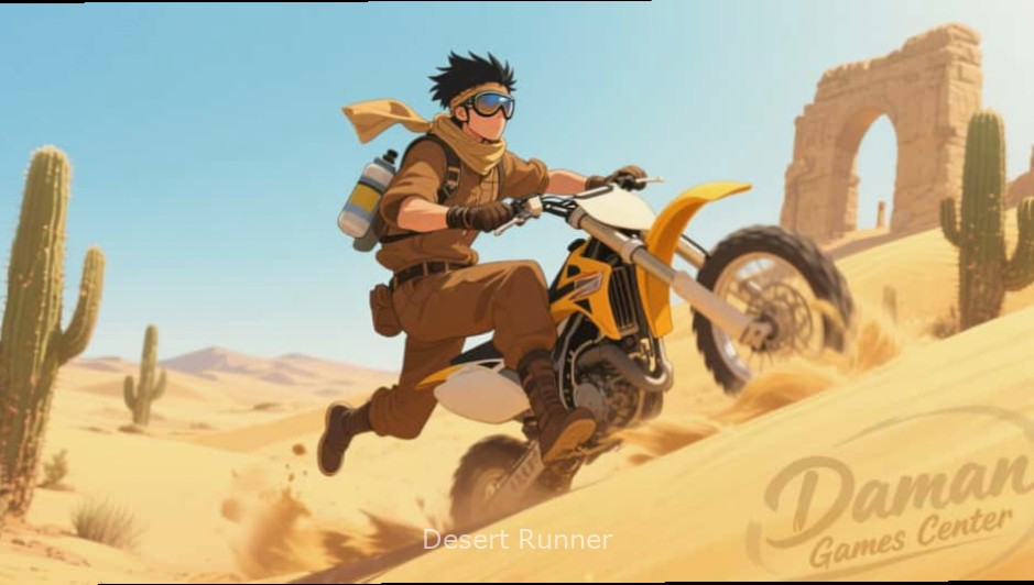 Special character in Desert Runner wearing festival attire with Desert Runner watermark